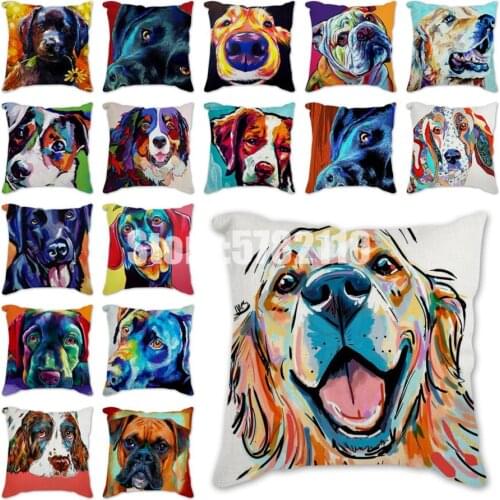 Polyester Soft Plush Bulldog Pillow Case for Home Sofa Car Decor Cute Pet Animal Dog Cushion Cover Printed Pillowcase 45x45cm