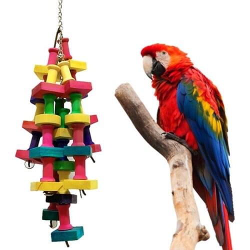 Rainbow Bird WoodBuilding Block Chew Bite Bird Parrot Cage Parrot Building Block Chewing