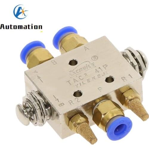 Reset Pneumatic Mechanical Valve TAC2-41PP Exhaust valve 2 Position 5 Way 1/8 Thread Spring Return Button Switch Valve Fittings