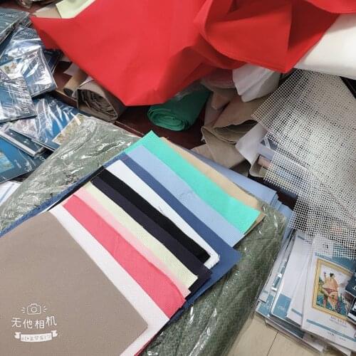 More discount 25x25cm Aida 14ct white cloth pink black flaxen green cross stitch fabric canvas DIY handmade needlework sewing