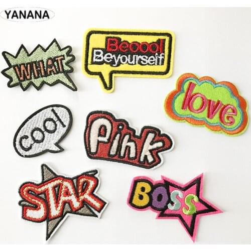 Hot words Catchwords Various Letters Iron On Embroidered Clothes Patches For Clothing Stickers Garment