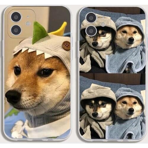 Cute Animals Cat Dog Cartoon Phone Case For iPhone 11 12 Pro Mini Max X XR XS Max 7 8 Plus SE 2020 Shockproof Back Cover Coque