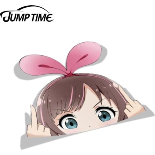 Jump Time 13cm x 10.3cm Car Stickers Kizuna A.I. BIG HEAD Anime Decal Funny Car Styling Sticker Waterproof Auto Motor Decor