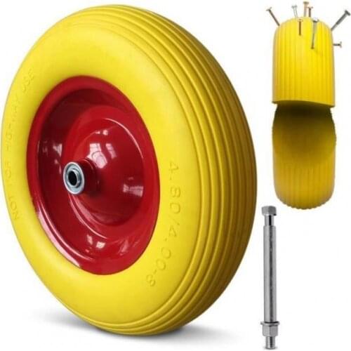 1set Rubber Car Wheels Car Tire Parts Yellow 4.00-8 With Shaft PU Stab-proof Spare Wheel Anti-stab PU Wheel Wheels Tires