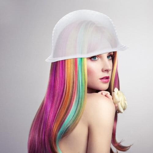 1 Set Silicone Reusable Hair Colouring Highlighting Dye Cap With Hooks Frosting Styling Professional Tools