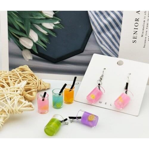 10pcs 3D Fruit Drink Bottle Resin Charms Pendants Orange Juice Charms Handmade DIY Craft Fit Earrings Jewelry DIY Accessories