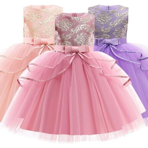 2021Girls Wedding Party Dress Clothes Clothing Childrens Pink Girls Elegant Dress For Kids Baby Christmas Party Gown Costume