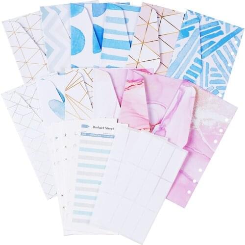 26 Pieces Budget Envelopes Set Creative 6 Holes Cash Envelopes with Budget Sheets and Label Stickers Coupon Organizer Wallet