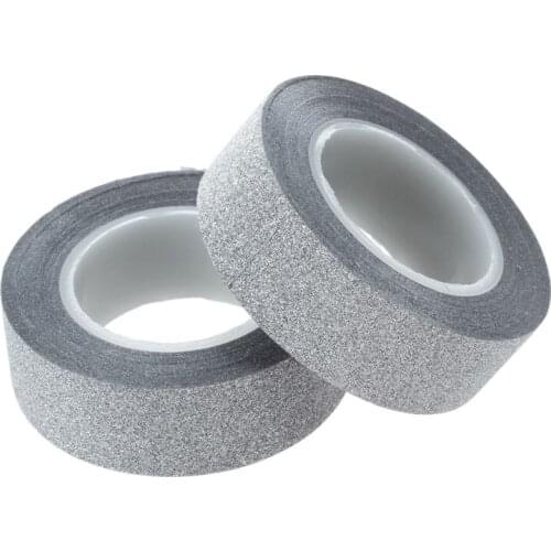 2 x 10M Glitter Washi Tape Stick Self Adhesive Decorative Decora Craft DIY Paper silver