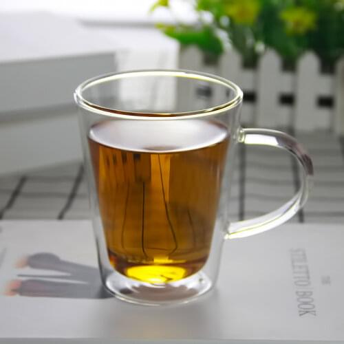 350ml Beer glasses Double wall glass cup Coffee holder mugs Breakfast tea whiskey wine Cups Drinking water juice mug