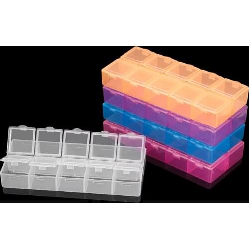 6 Color Plastic Double Row Jewelry Accessories Storage Box Case Holder Craft Organizer Beads Jewelry Display Organizer Container