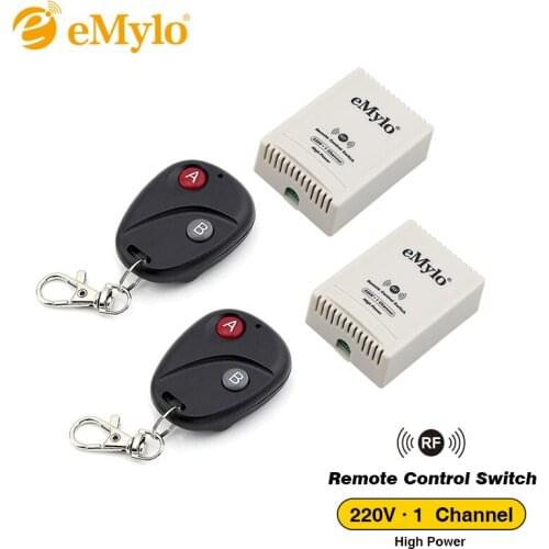 EMylo Smart Wireless Remote Control Light Switch 433Mhz AC 220V-230V-240V 3000W 30A 2X 1CH Relay 2X Transmitter Momentary Toggle