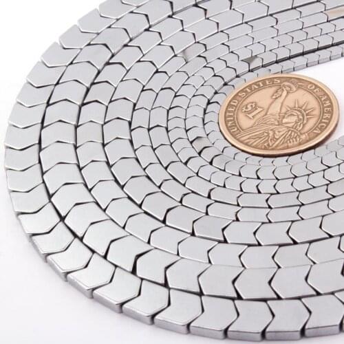 Natural Hematite Silver V Shape 3/4/6x8/8mm Loose Stone Beads For DIY Necklace Bracelet Loose Jewelry Making 15" Free Shipping