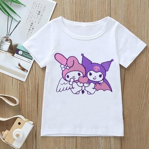 Kawaii Cartoon Graphic Print T-shirt Children Harajuku Aesthetic White Tops Casual T Shirt New Funny Short Sleeve Tees,YKP200