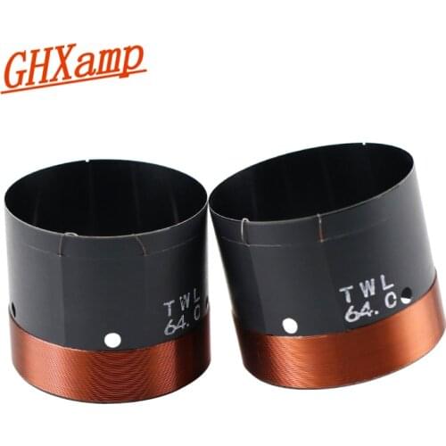 GHXAMP 64MM Bass Voice Coil 6Ohm Woofer Black Aluminum High Power For 15 inch Woofer Speaker Repair Parts Round Wire 2PCS