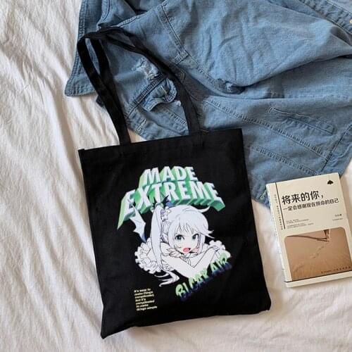Japanese y2k anime canvas bag female casual punk street hip-hop large capacity shopper bag cartoon funny female shoulder bags