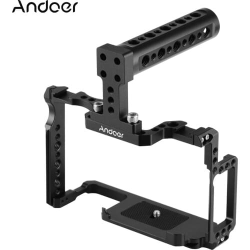 Andoer Camera Cage + Top Handle Kit with 1/4 Inch 3/8 Inch Screw Holes Dual Cold Shoe Mount for Canon 5DS 5DR 5D Mark IV/III/II