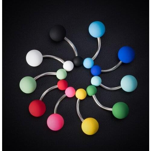 10-30pc Colorful Navel Ring Belly Piercing Matte Ball Bar Stainless Steel Belly Button Ring Stud for Women Sexy Body Jewelry 14G