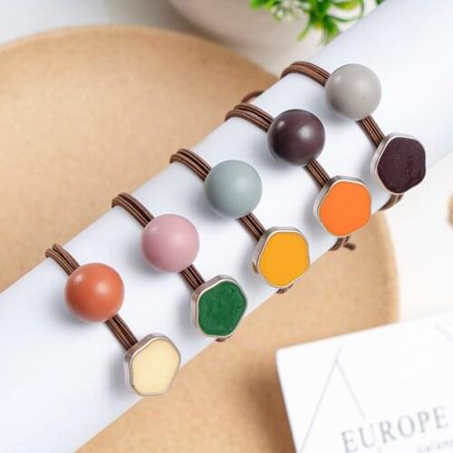 Korean Version of The Head Rope Ins Rubber Band Hair Ring Morandi Color Rubber Ball Multilateral Shell Frosted Headband Jewelry