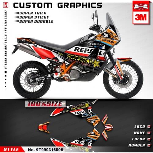 KUNGFU GRAPHICS MX Aufkleber Motorcycle Vinyl Stickers Wraps for 950 990 Adventure ADV 2003 to 2016 (Style no. KT990316006)