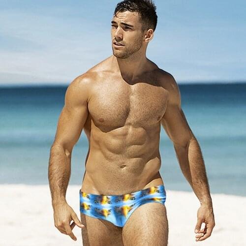 Summer Men Classical Swimming Trunks Board Surfing Swimwear Men Swimsuit Sunga Sexy Animal Print Pool Swim Briefs Bathing Suits