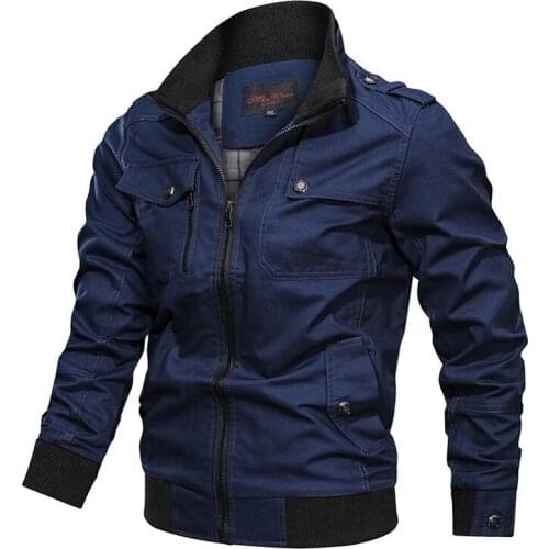 Military Pilot jacket Men Spring Autumn Solid color zipper Air Force Flight Tactics coats Outdoor Army Camping Hiking outerwear