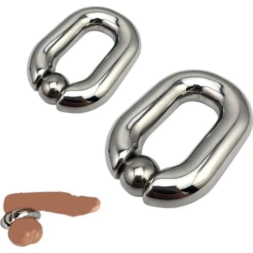 Male Heavy Duty BDSM Stainless steel Ball Scrotum Stretcher metal penis bondage Cock Ring Delay ejaculation male new Sex Toy men