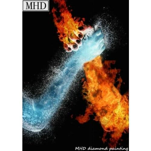 Ice fire handshake icon DIY diamond painting kit home decoration diamond mosaic 3D full square round drill embroidery