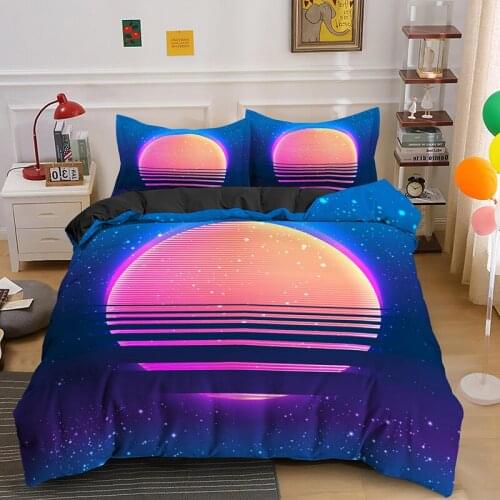 Geometric Neon Retro Bedclothes Psychedelic Duvet Cover Set With Pillowcase Single Double King Queen Size Bedding Sets