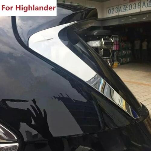 The New For Toyota Highlander Kluger XU50 2014 2015 2016 2017 ABS Chrome Spoiler Rear Tail Window Triangle Trim