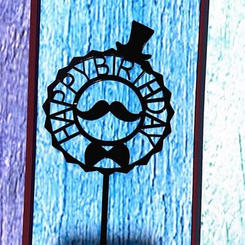 New Mustache Acrylic Cake Topper Circle Man Happy Birthday Cupcake Topper For Boys 18th Birthday Party Cake Decorating Supplies