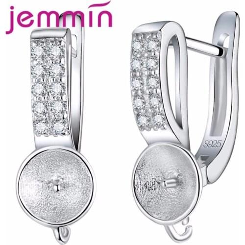 Charm 925 Sterling Silver DIY Earrings Clasp For Women Hooks Ear Wire Connector Findings Brincos With Micro Rhinestone