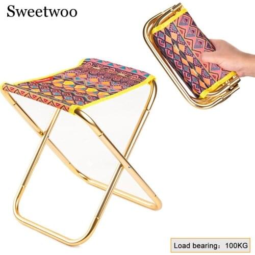 Outdoor Camping Fishing Stool Folding Chair Hiking Picnic Beach Travel Seat With Pouch