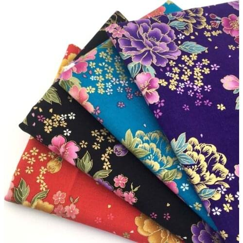 50*55cm Peony Cotton fabric, 100% Cotton Printing Cloth With Pastoral Cartoon Rose, Handmade Bag Coarse Cloth D30