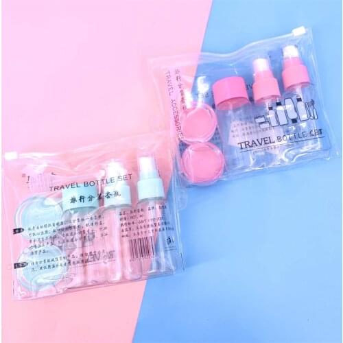 7pc/Set Travel Mini Makeup Cosmetic Face Cream Pot Bottles Plastic Transparent Empty Make Up Container Bottle Travel Accessorie