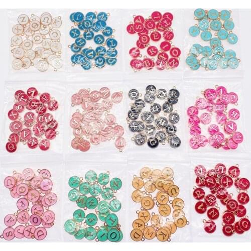 Peixin 12*14mm A-Z Letter Charms Enamel Charms 26Pcs Alphabet Handmade Pendant For DIY Jewelry Making Supplies Gift wholesale