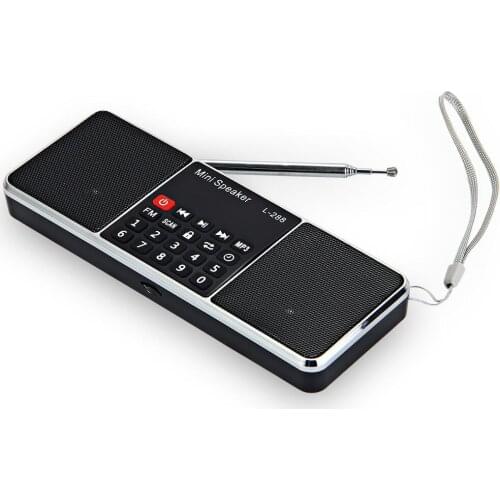 L-288 Mini Portable FM Radio Speaker Stereo Music Player with TFCard USB Disk LCD Screen Volume Control Rechargeable Loudspeaker