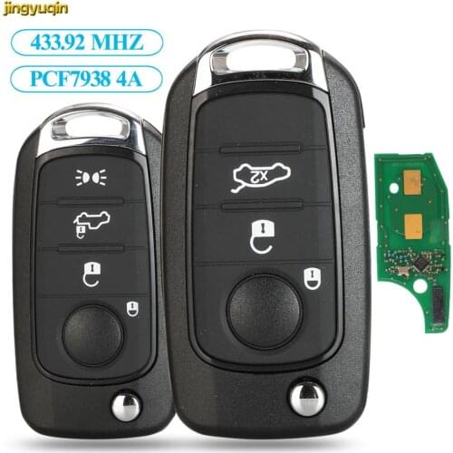 Jingyuqin Remote Flip Car Key Control 433.92Mhz PCF7938 4A Chip For Fiat 500X Egea Tipo 2016 2017 2018 3/4 Buttons