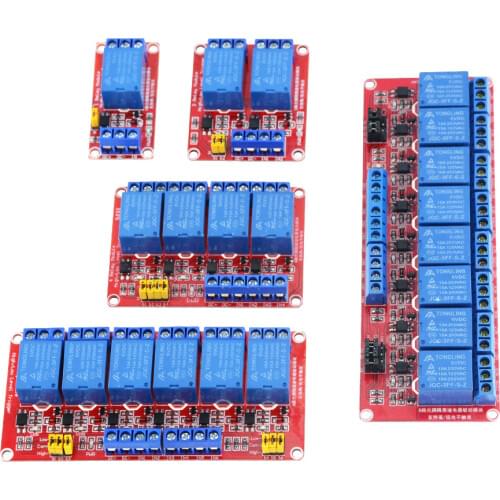 6 8 Channel 5V 24V 12V Relay Module Board Shield With Optocoupler Road High And Low Level Trigger Relay Red Bottom