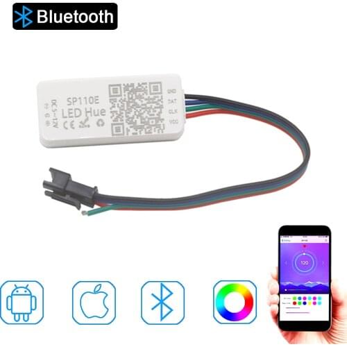 SP110E Bluetooth Controller For WS2801 WS2812B SK6812 RGB RGBW Magic Lights LED Pixel Strip IOS Android Smart Phone APP Control