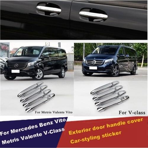 UBLUEE Chrome Car Side Door Handle Protector Cover Trims For Mercedes Benz Vito Metris Valente V-Class 2014-2018 W447 Accessorie