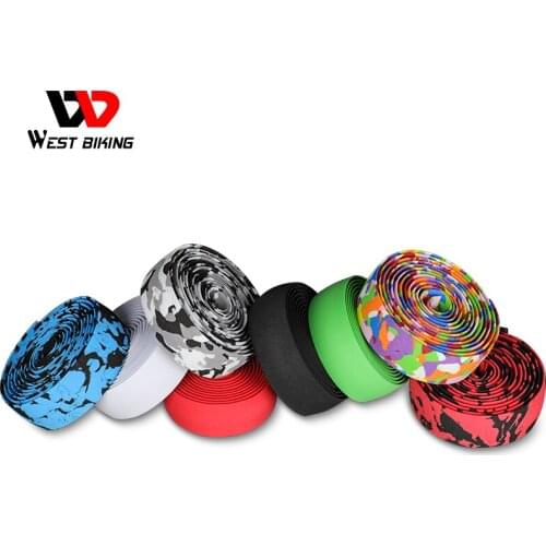 WEST BIKING Road Bicycle Handlebar Tape 2pcs Elastic EVA Bike Bar Tape Camouflage Anti-Slip Damping Bike Handle bar tapes