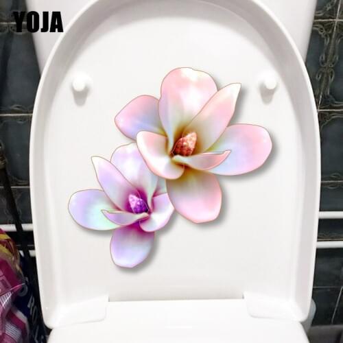 YOJA 21.8X21.1CM Colorful Magnolia Home Living Room Wall Sticker Creative Bathroom Decoration Toilet Decal T1-2327