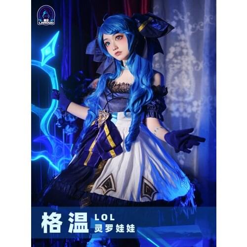 LOL Gwen Cosplay Costume Game LOL Gwen Cosplay Lolita Dress Costume for Women Outfit Halloween Carnival Suit With Tights