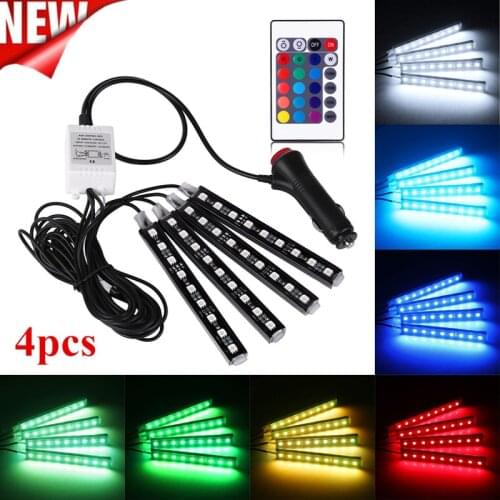 1set Car Interior Atmosphere Light Car RGB LED Strip Light Colors Car Styling Decorative Atmosphere Lamps With Remote