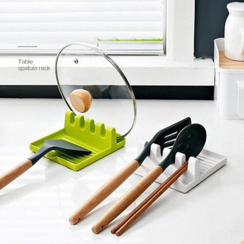 1pc Kitchen Spoon Holder Organizer Plastic Spoon Non-slip Pad Kitchen Cooking Tools Rest Fork Spatula Chopsticks Rack Random