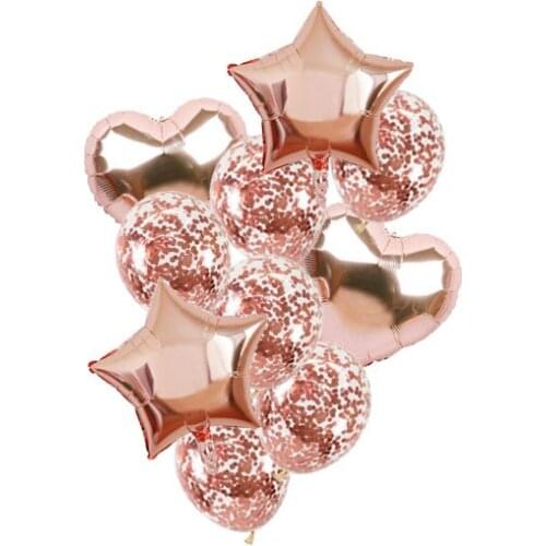 10 pcs Foil Mylar Balloons and Gold Colored Confetti Birthday Party Decorations Mix Birthday Wedding Decoration Helium Balloon