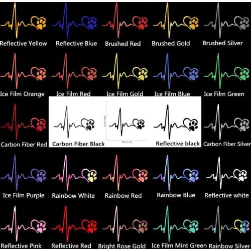 13*10.3cm Heartbeat Love Dog Footprint Car Sticker Body Window Door Car Styling Cute Car Stickers and Decal Vinyl Car Decoration