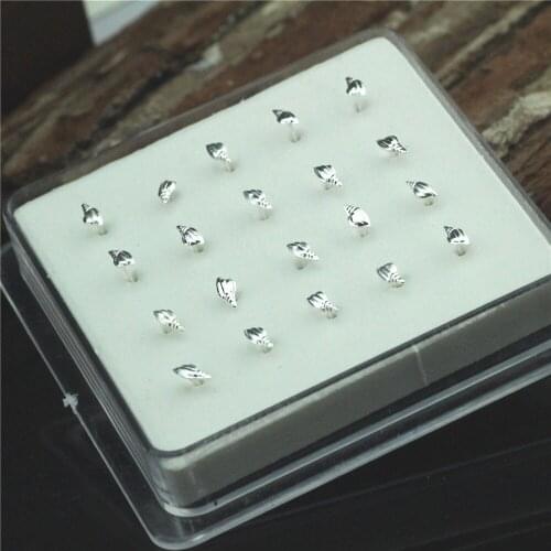 20PCS/Box Conch Pattern Female Stud-Shaped Nose Nails Used For Body Jewelry Cartilage Puncture Nose Rings Nose Piercing