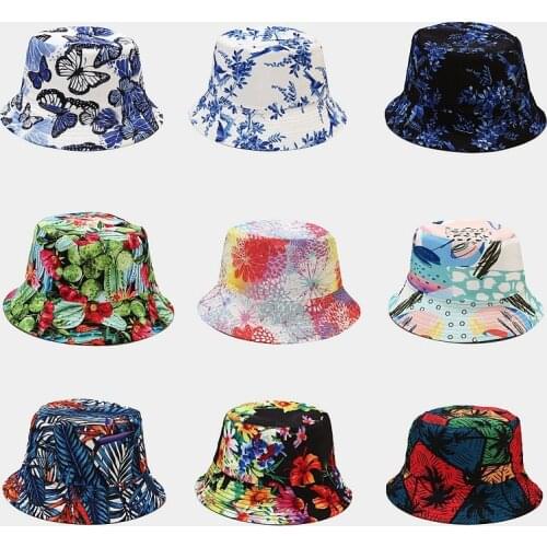 2021 New Retro Reversible Sun Protction Hat Outdoor Fisherman Hat Womens Summer Bucket Hat Foldable Unisex Panama Bob Cap